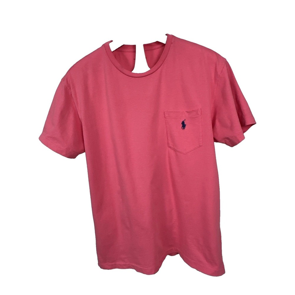 Polo Ralph Lauren Sz M Classic Fit Jersey Pocket T-Shirt Embroidered Pony Pink
